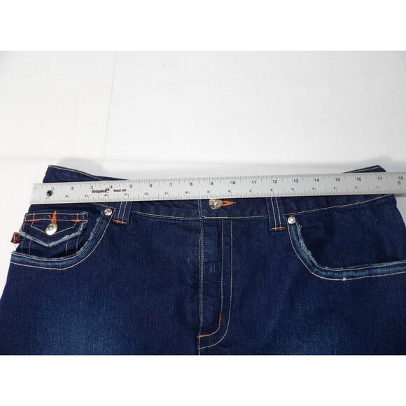 Vezucci Jeans Skirt Dark Wash Knee Length Modest Womens Sz 14 Orange Accent Y2K - Picture 5 of 11